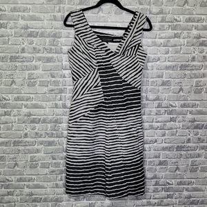 Striped Black and White Midi Dress